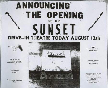 Sunset Drive-In Theatre - Old Ad